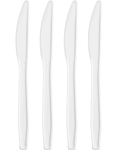 Cuchillo Plástico Blanco - 100 Unidades