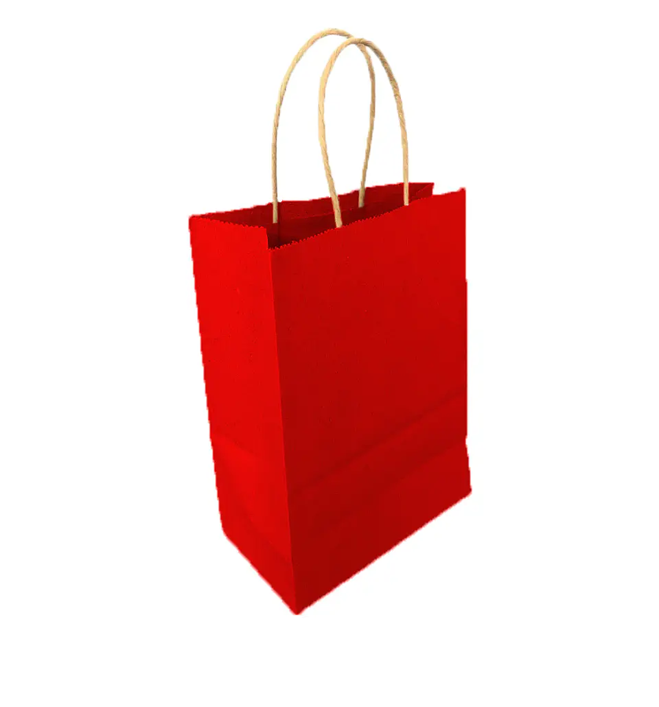 Bolsa Kraft Roja 15x20x8 cm - Paquete de 12 Unidades 1