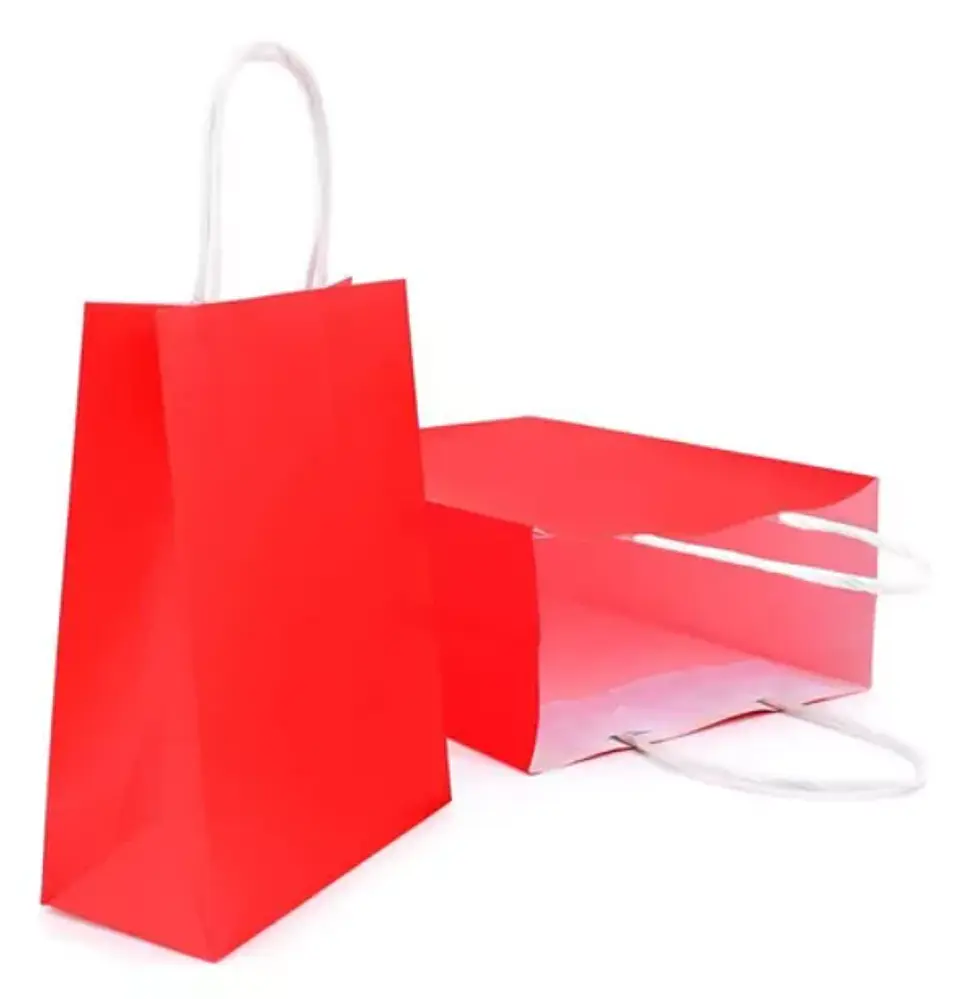 Bolsa Kraft Roja 15x20x8 cm - Paquete de 12 Unidades 2