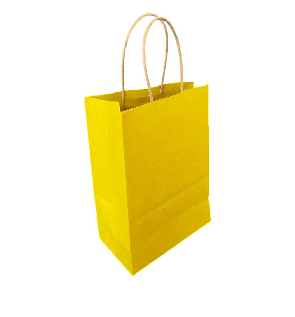 Bolsa Kraft Amarilla 15x20x8 cm - Paquete de 12 Unidades 1