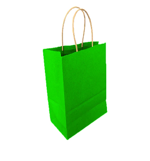Bolsa Kraft Verde 15x20x8 cm - Paquete de 12 Unidades