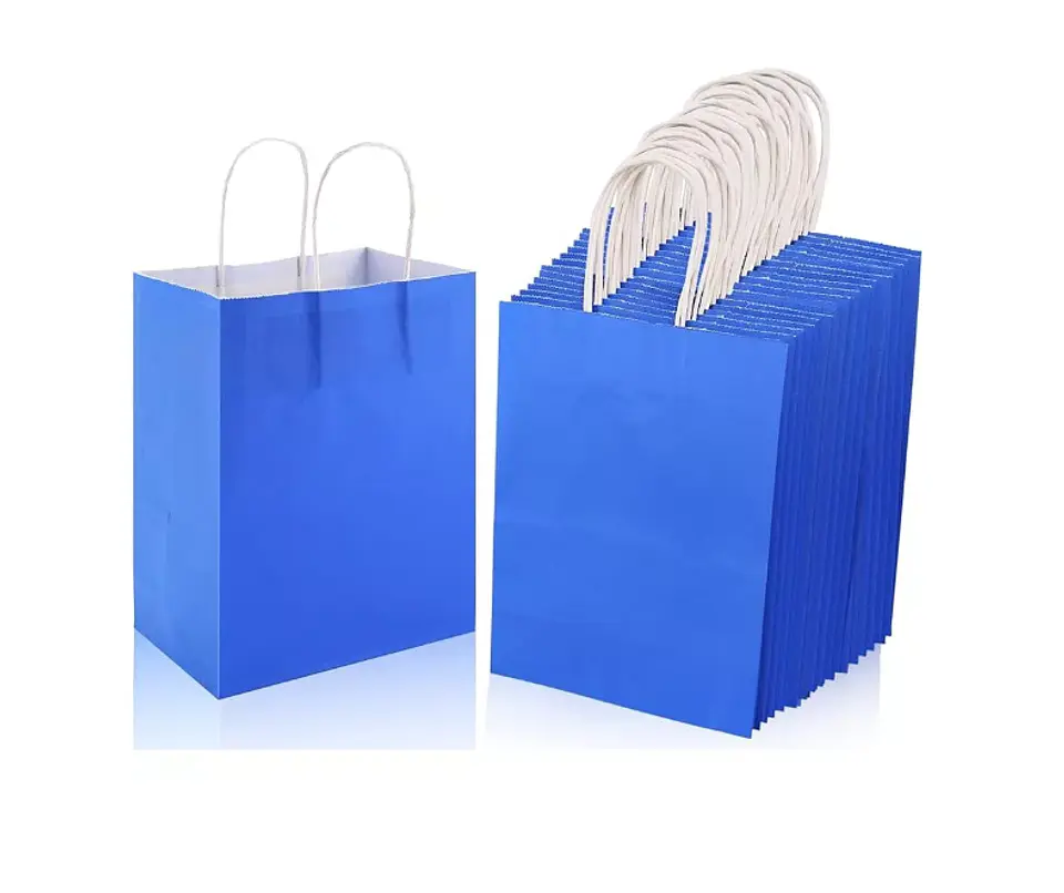 Bolsa Kraft Azul 15x20x8 cm - Paquete de 12 Unidades 2