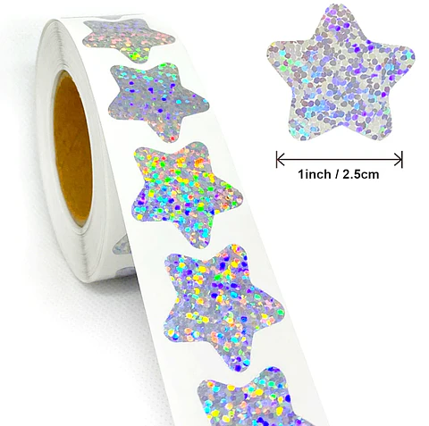 50 Stickers - Estrellas 02 Plateadas