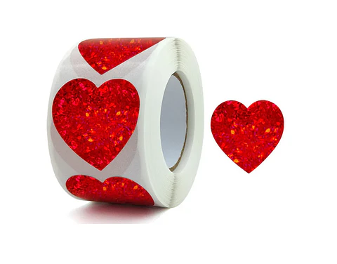 50 Stickers - Corazon 08 Rojo Brillante