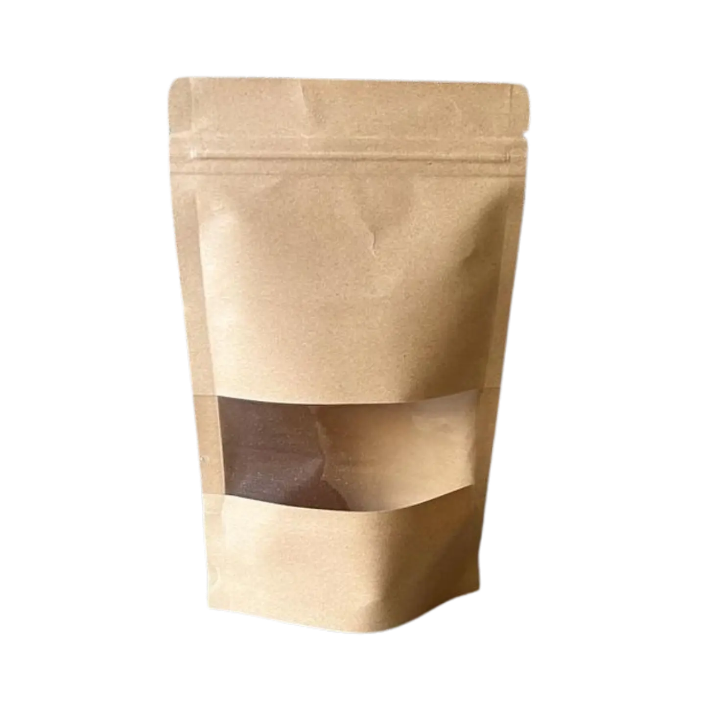 50 Bolsas Doypack  10x15 cm con Sello Hermético de Papel Kraft con Ventana 1