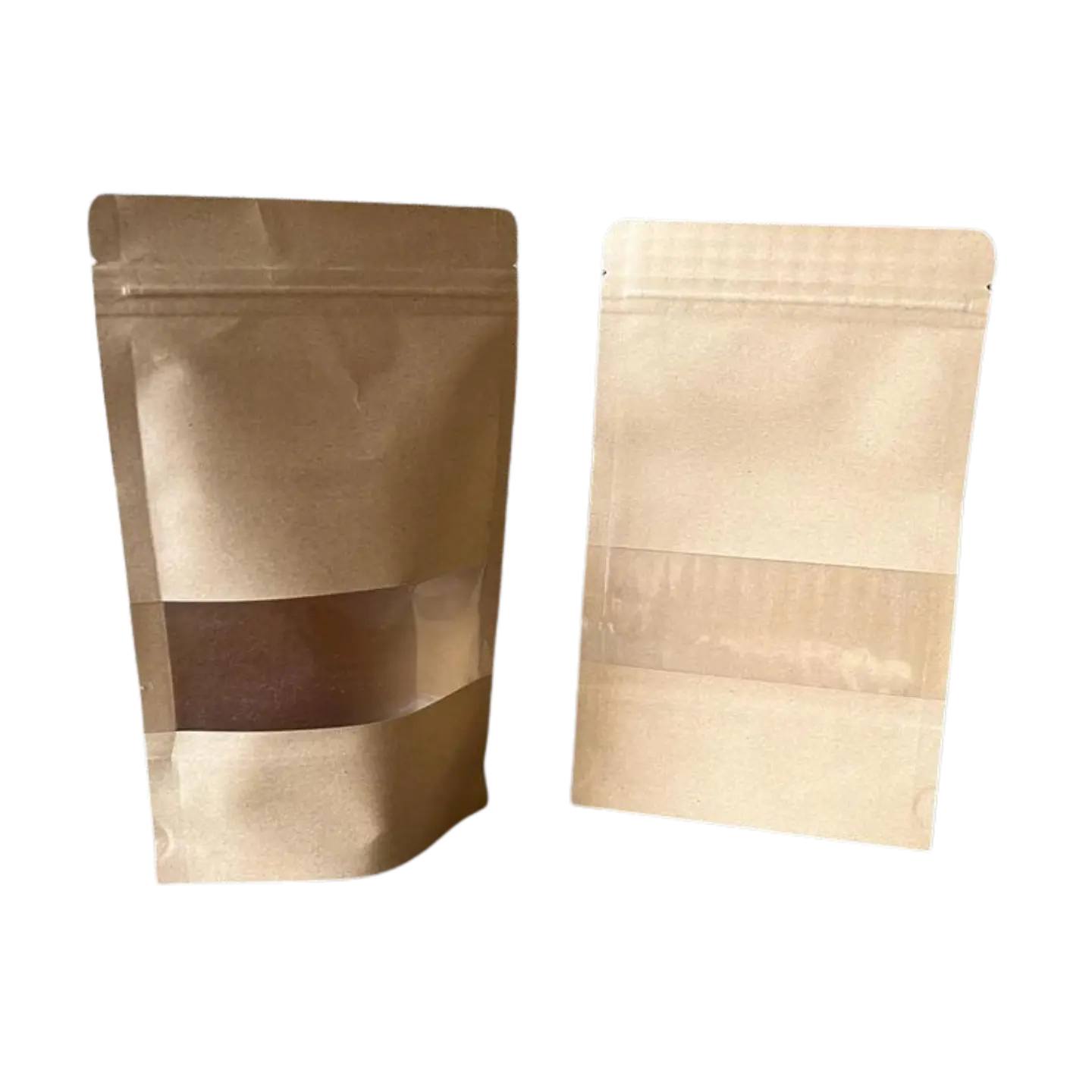50 Bolsas Doypack  10x15 cm con Sello Hermético de Papel Kraft con Ventana 2