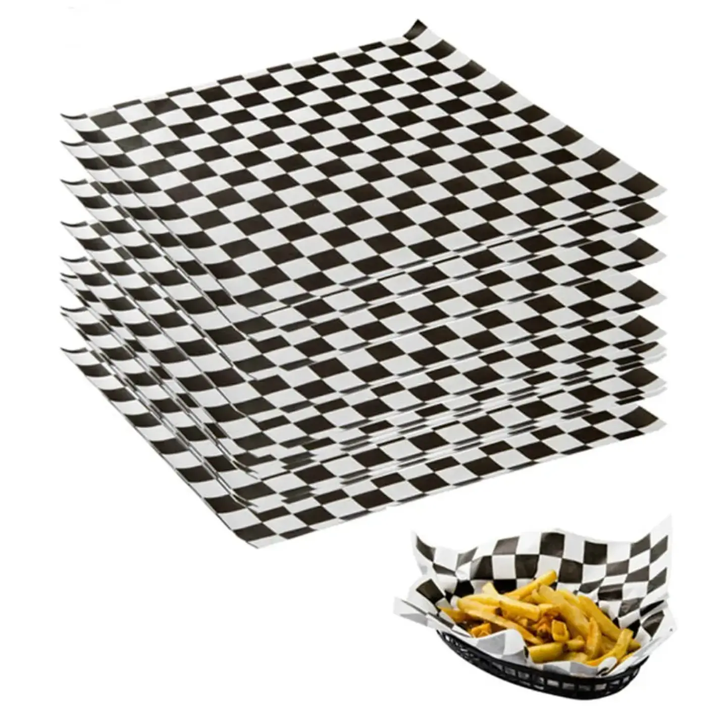 Papel Antigrasa  - Blanco/Negro - 30x30 cm  100 unidades 2