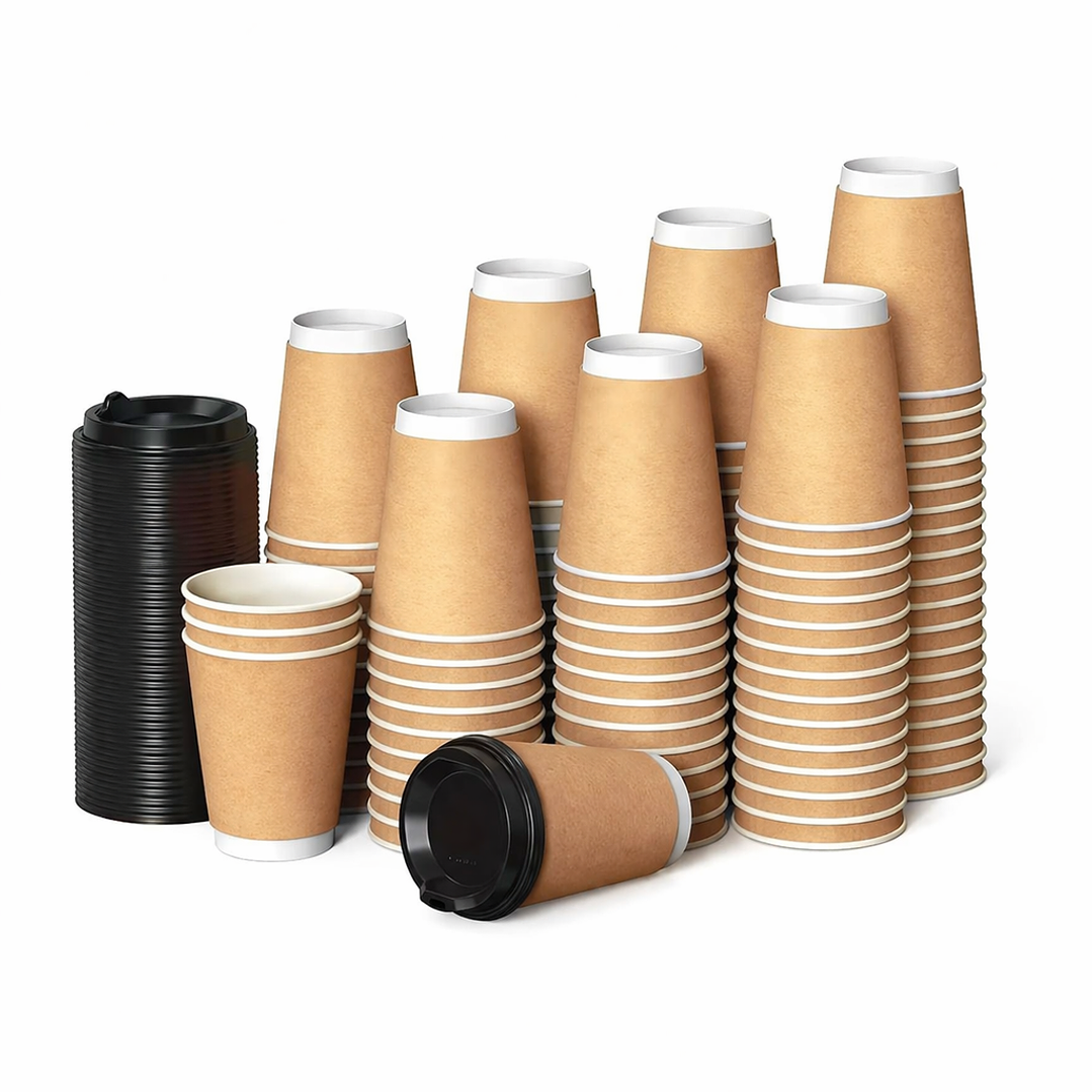 Vaso Kraft 12 oz, Con Tapa negra - Té/Café - Paquete de 50 Unidades 3