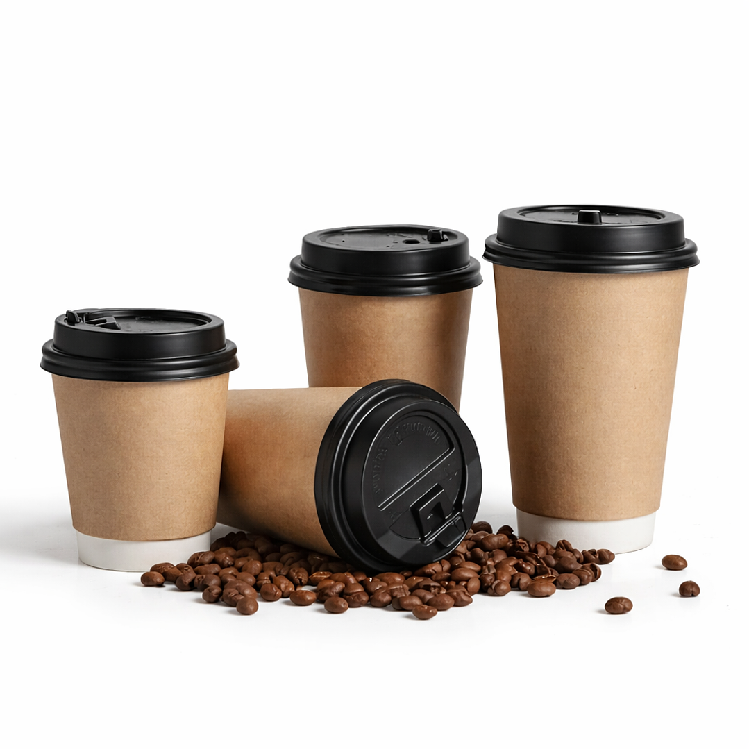 Vaso Kraft 12 oz, Con Tapa negra - Té/Café - Paquete de 50 Unidades 1