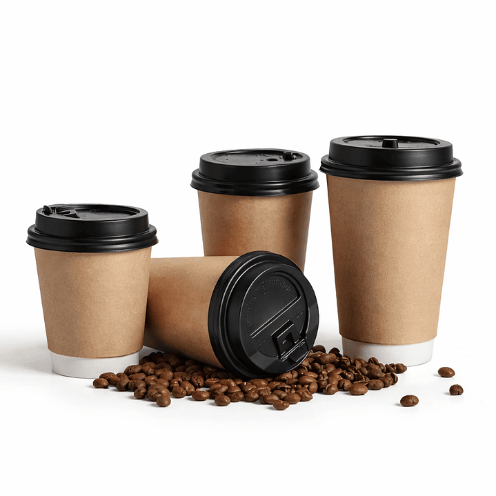 Vaso Kraft 16 oz, Con Tapa negra - Té/Café - Paquete de 50 Unidades 1