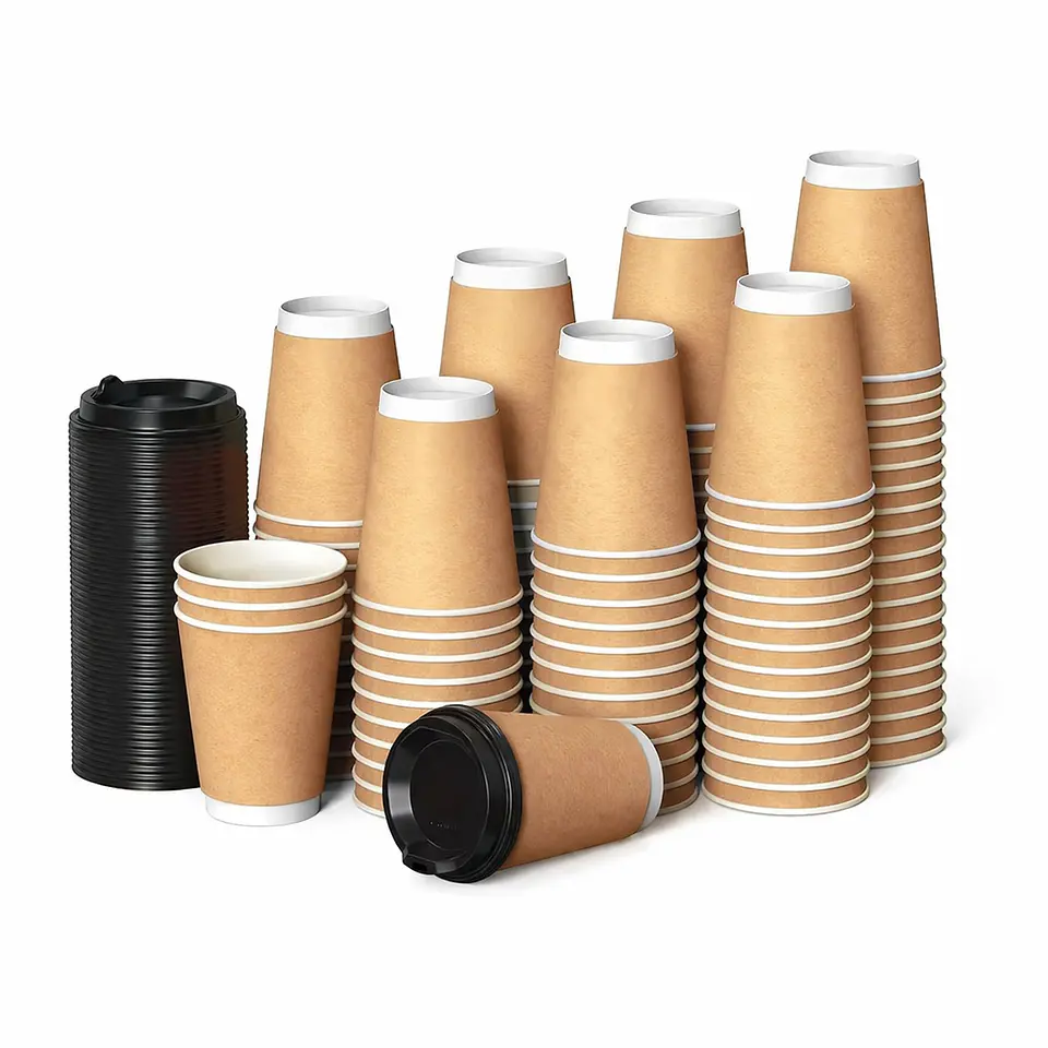 Vaso Kraft 8 oz, Con Tapa negra - Té/Café - Paquete de 50 Unidades  8