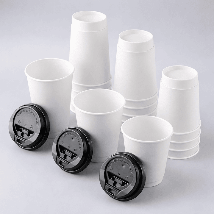 Vaso Kraft 8 oz Blanco Con Tapa - Té/Café - Paquete de 50 Unidades 6