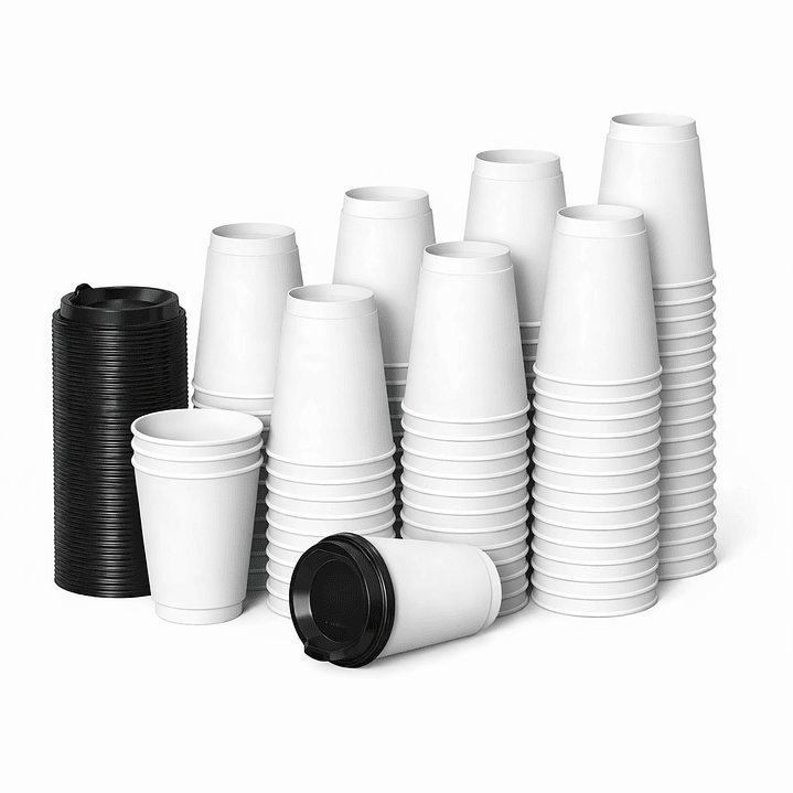 Vaso Kraft 8 oz Blanco Con Tapa - Té/Café - Paquete de 50 Unidades 2