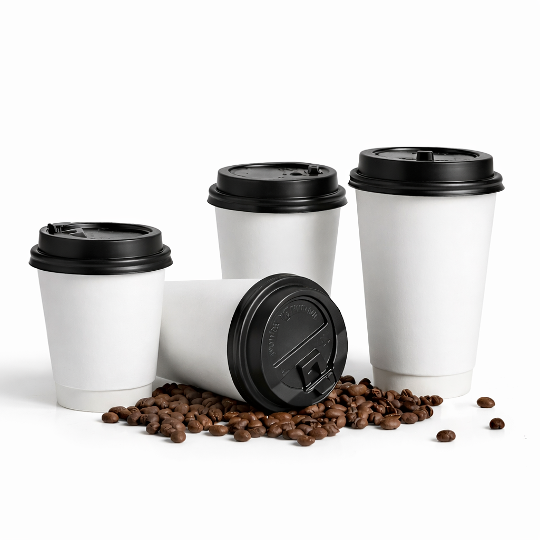 Vaso Kraft 12 oz Blanco Con tapa - Té/Café - Paquete de 50 Unidades 1