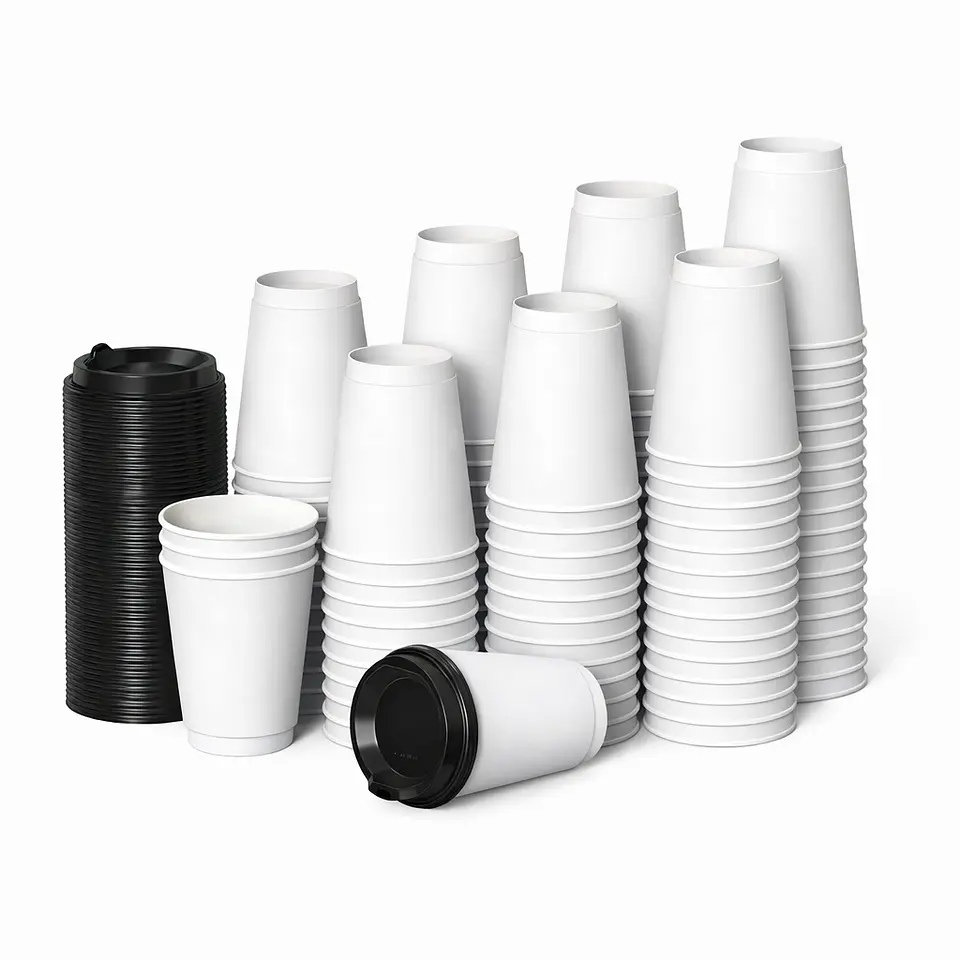 Vaso Kraft 12 oz Blanco Con tapa - Té/Café - Paquete de 50 Unidades 3