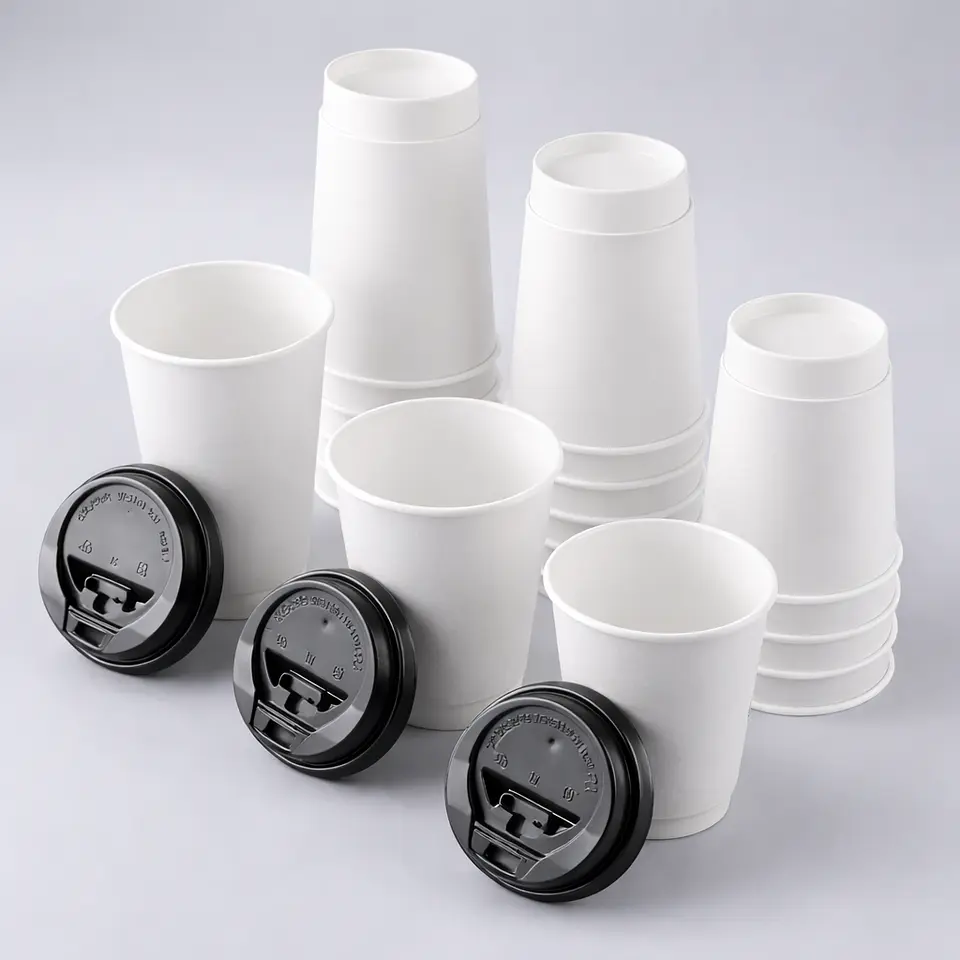 Vaso Kraft 12 oz Blanco Con tapa - Té/Café - Paquete de 50 Unidades 5