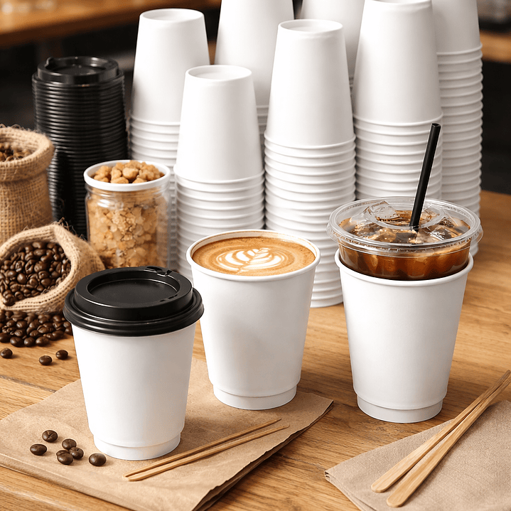 Vaso Kraft 12 oz Blanco Con tapa - Té/Café - Paquete de 50 Unidades 6