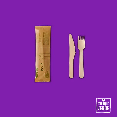 Cubiertos de madera (cuchillo + tenedor) x1000 unidades