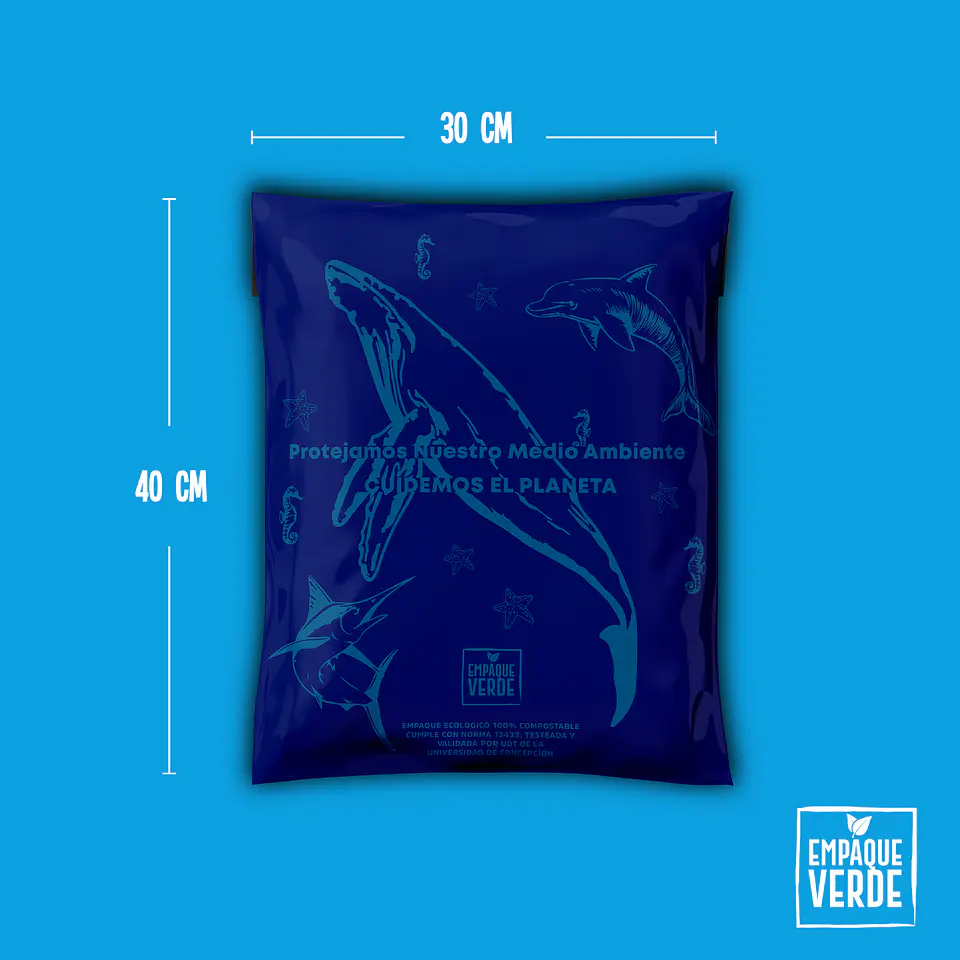 Bolsa Compostable De Envío - Azul BALLENA 1