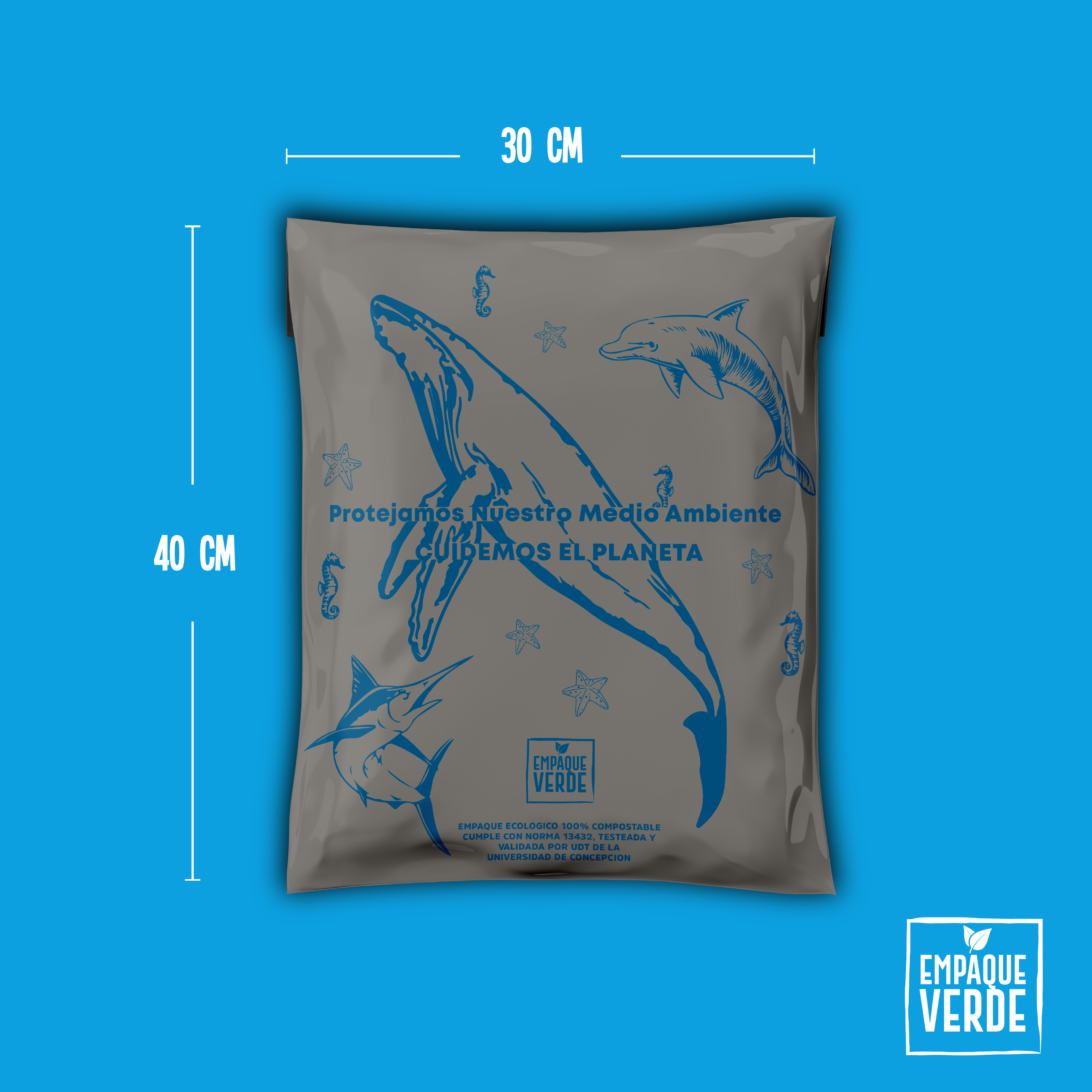 Bolsa Compostable De Envío - Verde Granito BALLENA