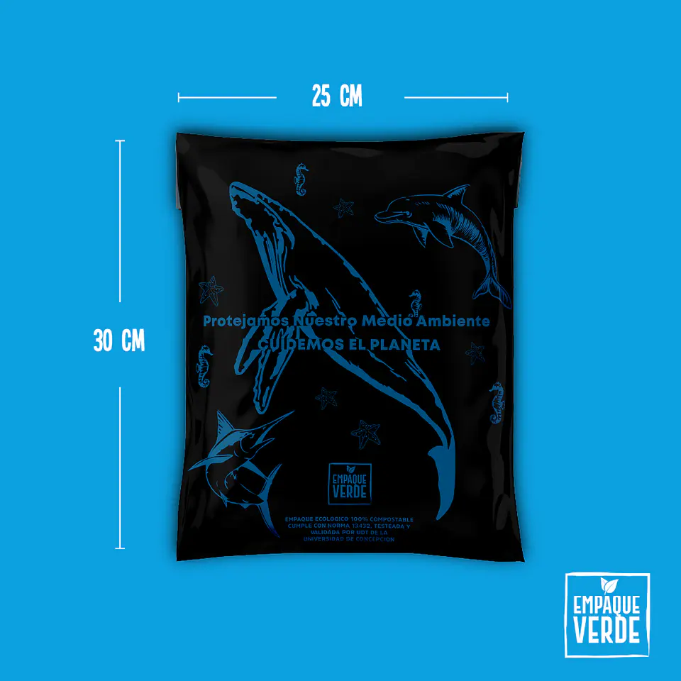 Bolsa Compostable De Envío - Negra BALLENA 1