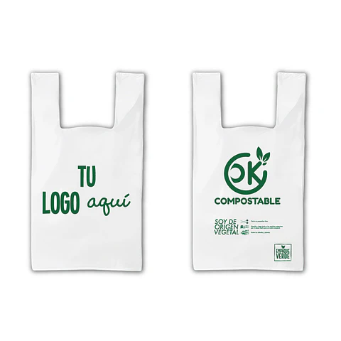 Bolsa Compostable Camiseta - Natural OK PERSONALIZABLE