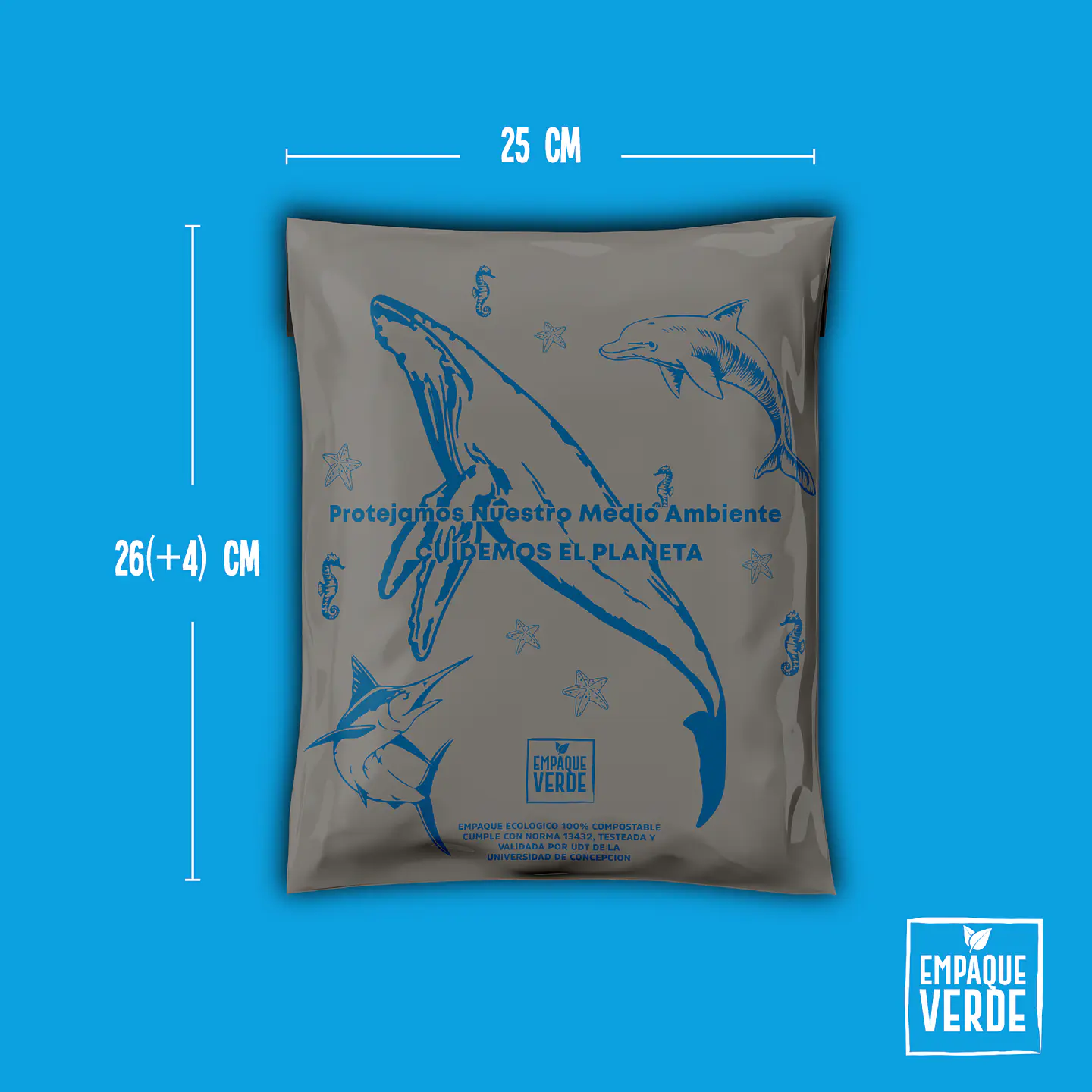 Bolsa Compostable De Envío - Verde Granito BALLENA 2