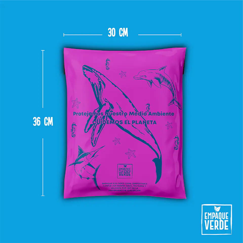 Envelope de envio compostável rosa - Baleia 2