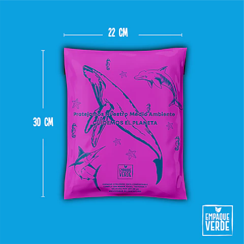 Bolsa compostable de envio rosado - Ballena