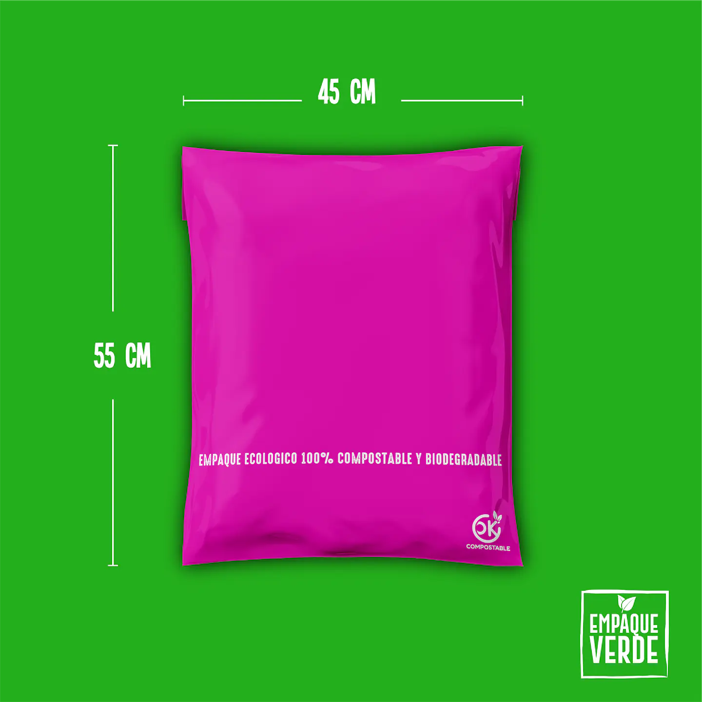 Pink compostable shipping bag - Personalized 1 color 3