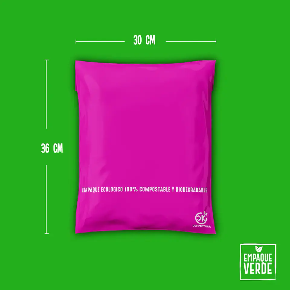 Bolsas compostables rosado de envio 2