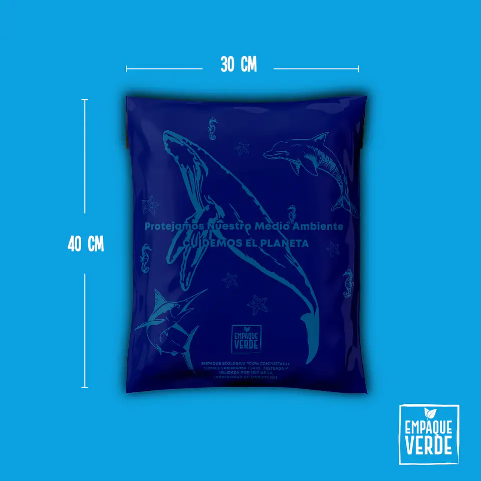Bolsa compostable de envio Azul - Ballena 2