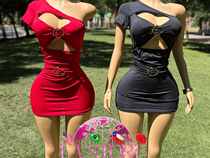 VESTIDO FIVELA ASIMÉTRICO🇧🇷