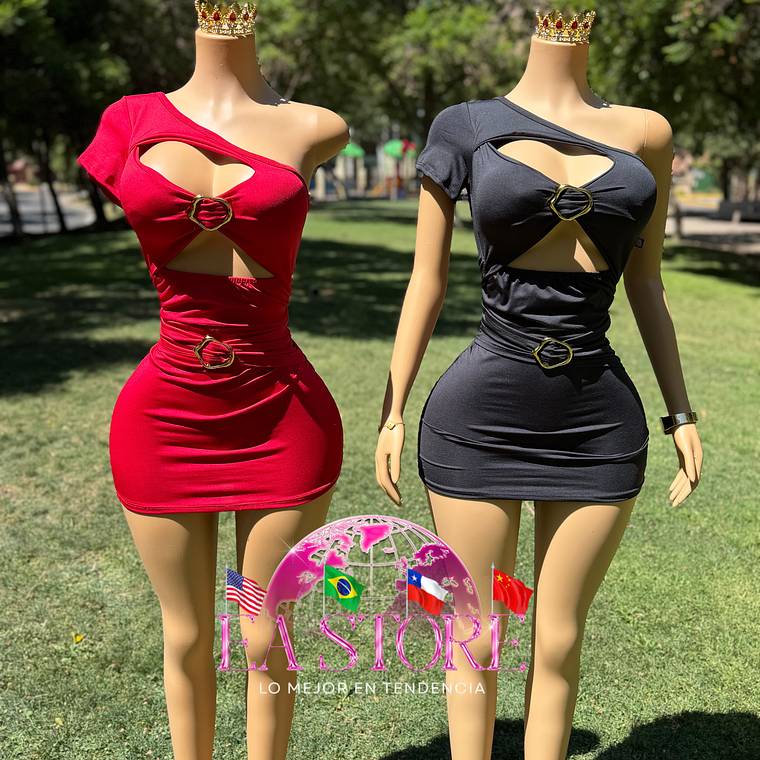 VESTIDO FIVELA ASIMÉTRICO🇧🇷 1