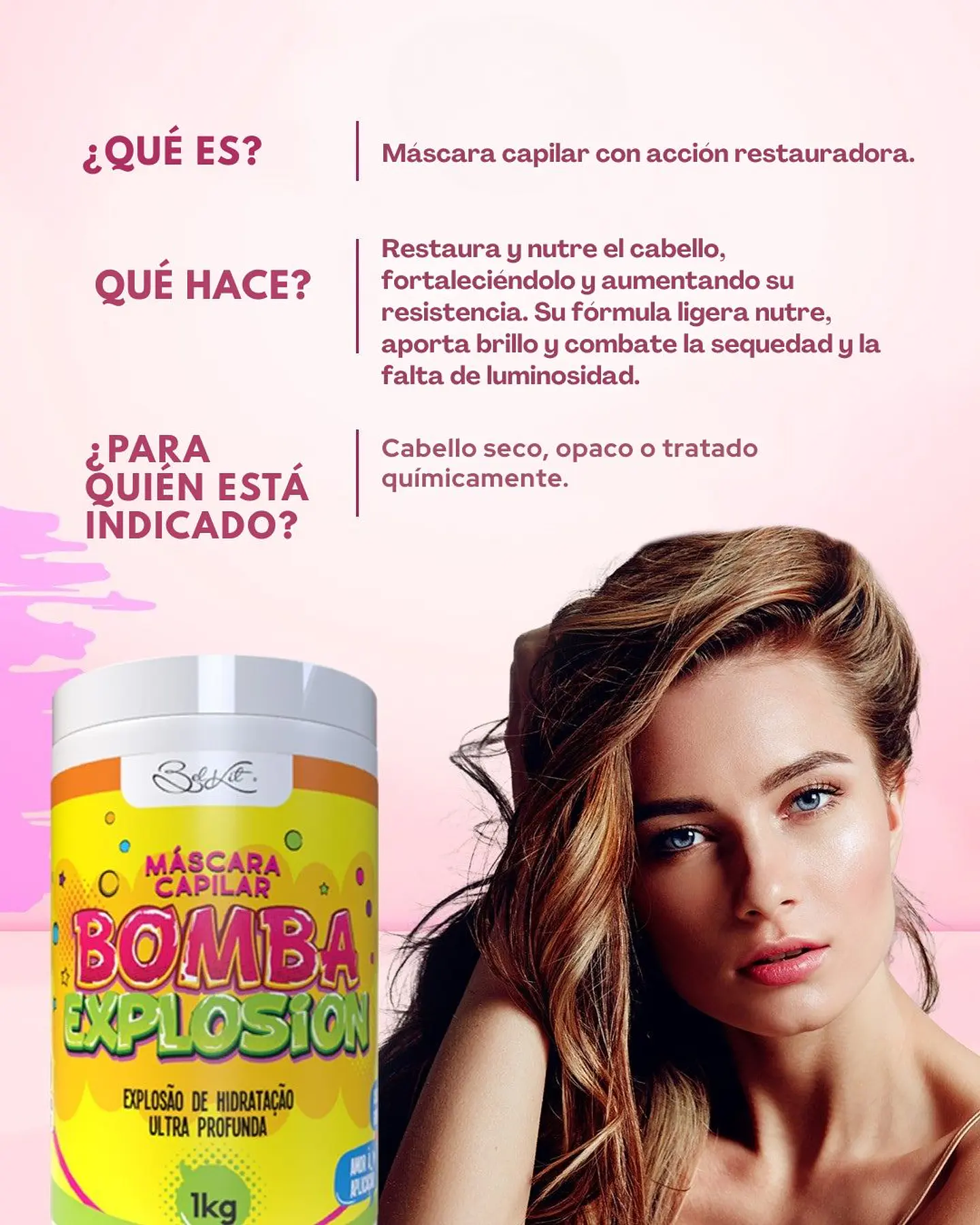 Máscara Capilar Bomba Explosión 1 Kg – Reconstrucción intensiva para cabello dañado 2