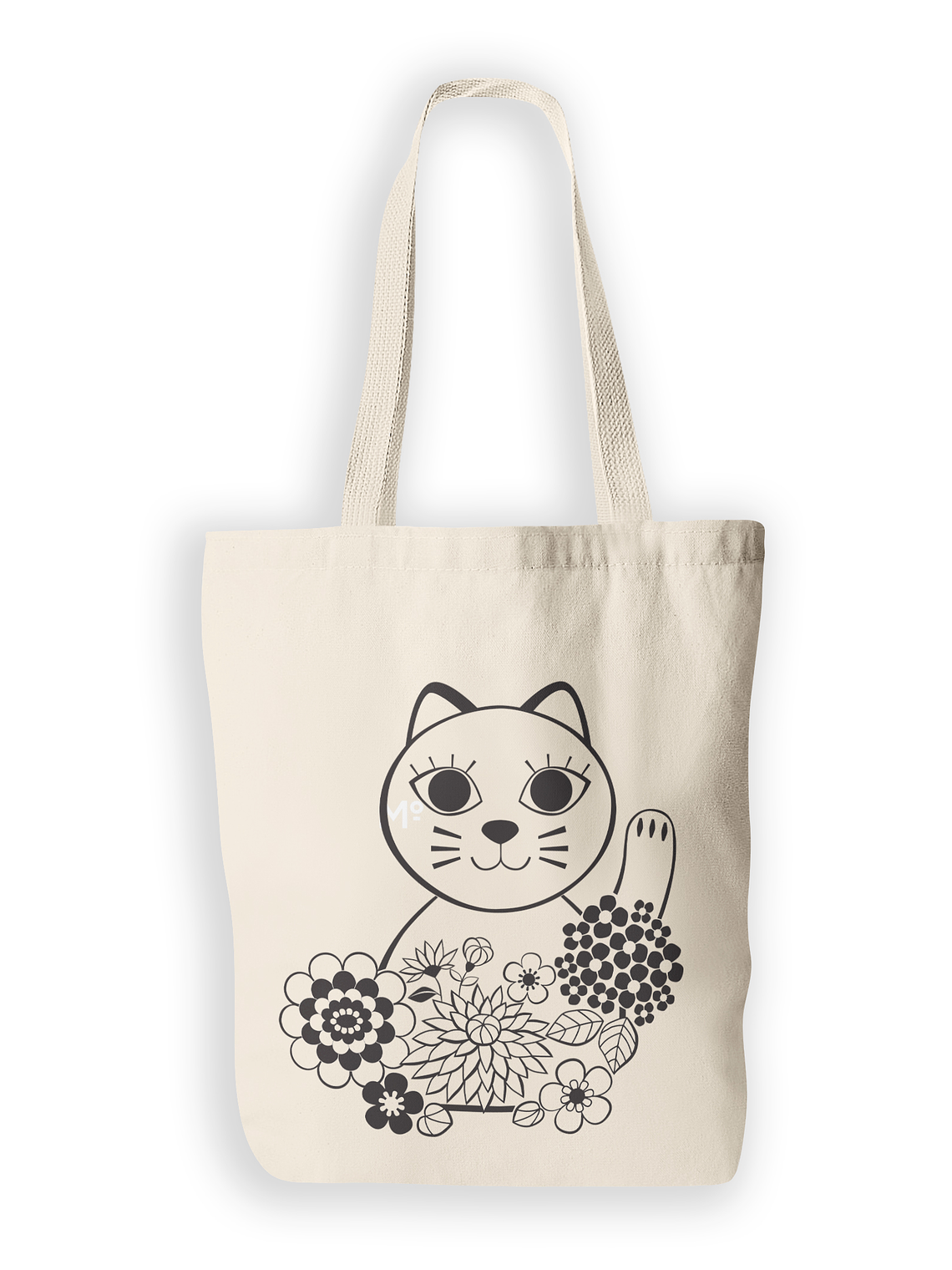 Bolsa tela gato de la suerte impresa en serigrafía 1