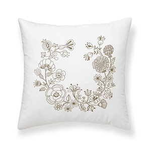 Funda Cojín Flores Corona, impresa en serigrafía