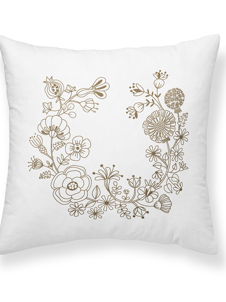 Funda Cojín Flores Corona, impresa en serigrafía 1