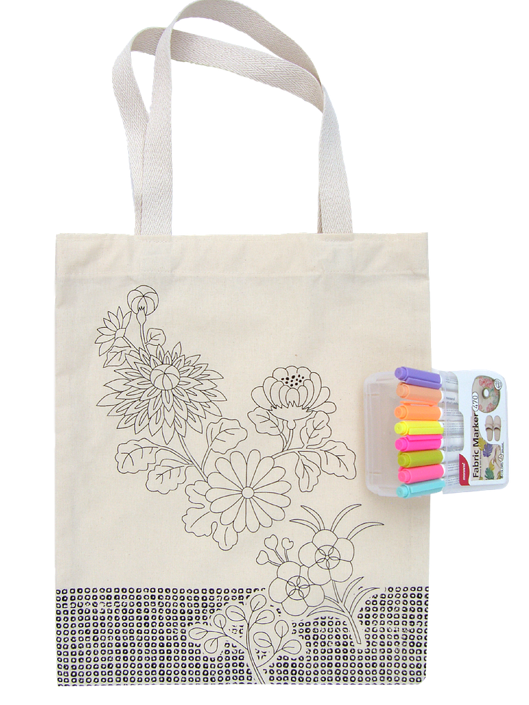 Kit para pintar bolsa tela japonesa impresa en serigrafía 8 colores 1