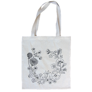 Bolsa tela Corona Flor, impresa en serigrafía