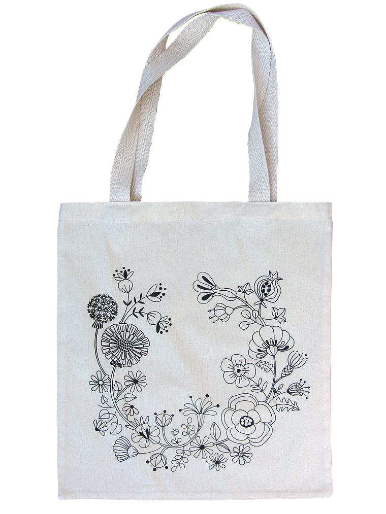 Bolsa tela Corona Flor, impresa en serigrafía 1