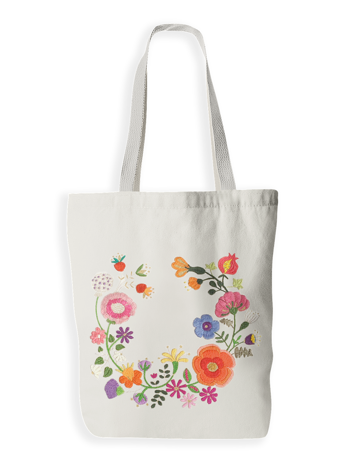 Kit para pintar bolsa tela Corona Flores impresa en serigrafía 16 hilos 2