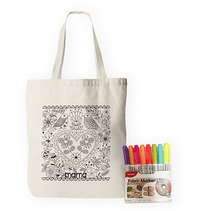 Kit para pintar bolsa tela Mamá impresa en serigrafía 8 colores