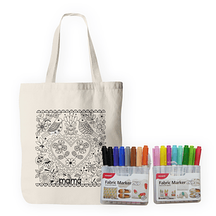 Kit para pintar bolsa tela Mamá impresa en serigrafía 16 colores