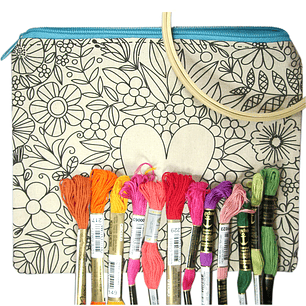 Kit para bordar estuche flor impreso en serigrafía 16 H