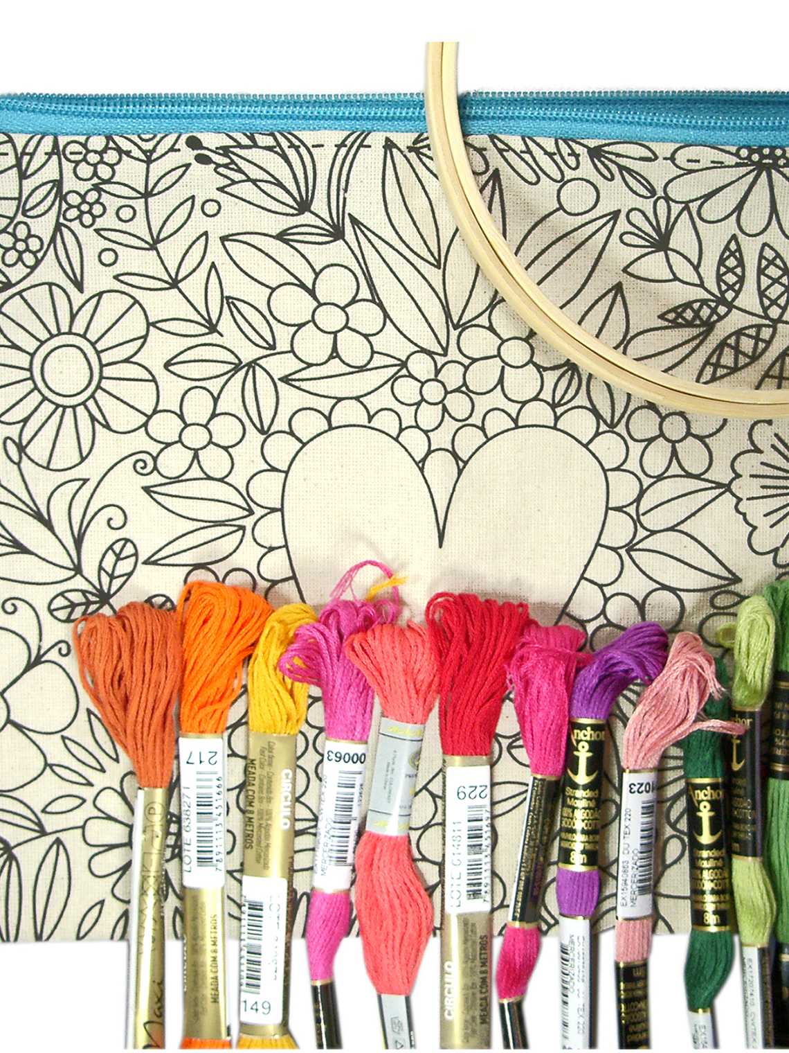 Kit para bordar estuche flor impreso en serigrafía 16 H 1