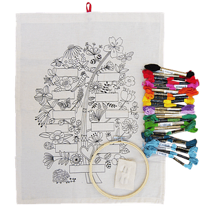 Kit para bordar Árbol de familia. Impreso en serigrafía