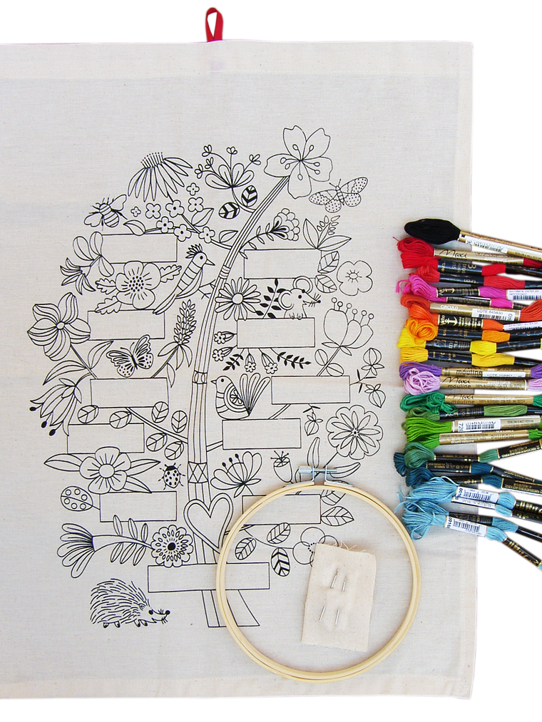 Kit para bordar Árbol de familia. Impreso en serigrafía 1