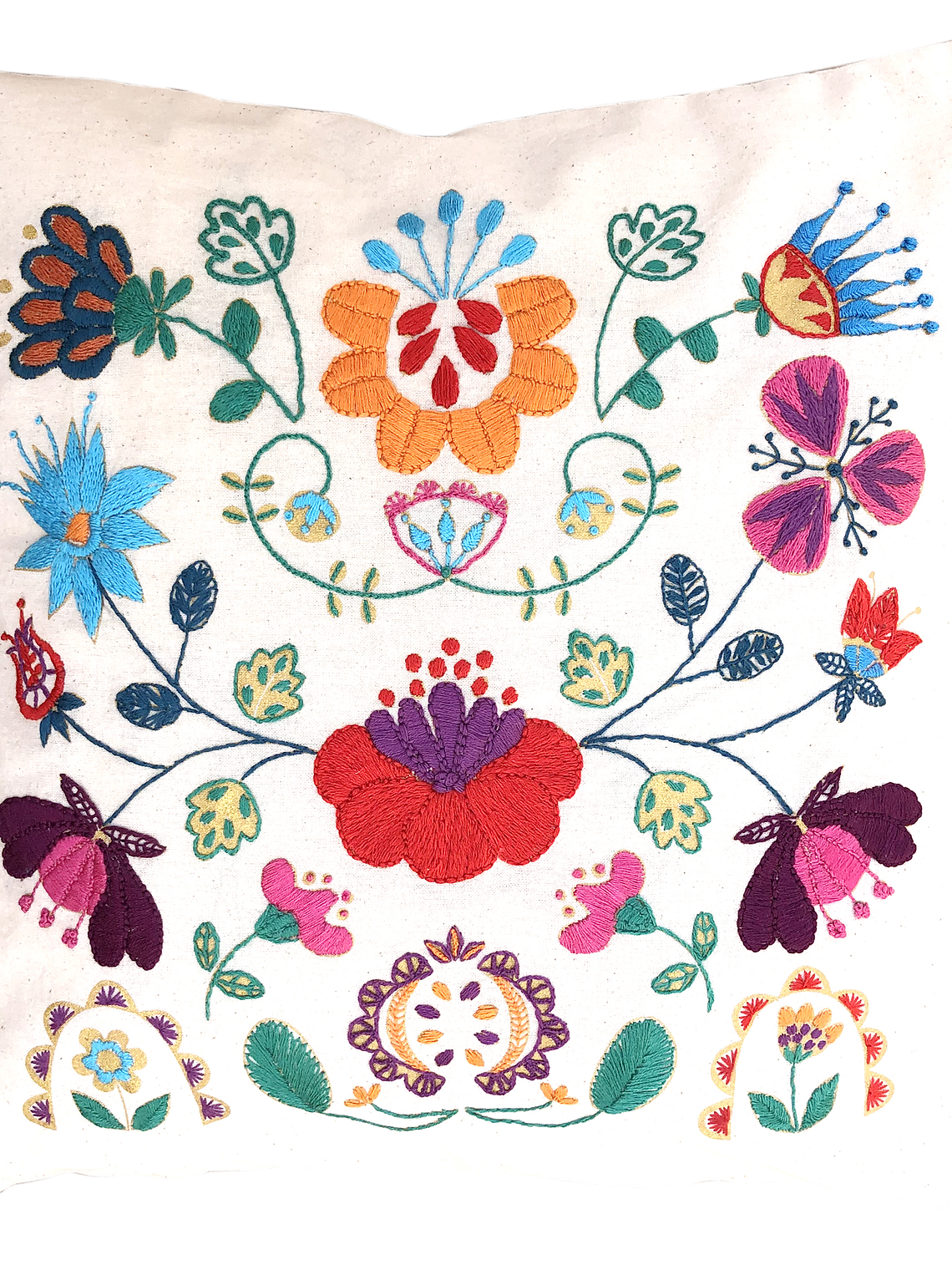 Kit para bordar cojín folk impresa en serigrafía 16 hilos 2