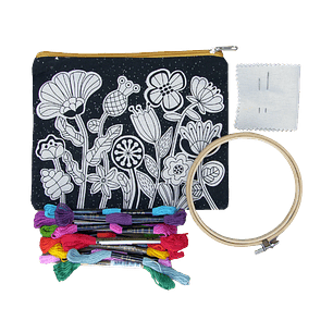 Kit para bordar, estuche de tela folk, impreso en serigrafía 12 H